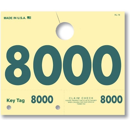 Car Dealer Depot Service Dispatch Numbers, Hang Tags, 4 Digit, Rl-78: 8000-8999 Pk 218